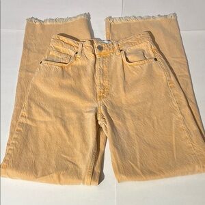 Zara Orange Distressed Frayed Wide Leg Denim Jeans Womens sz 6 Straight